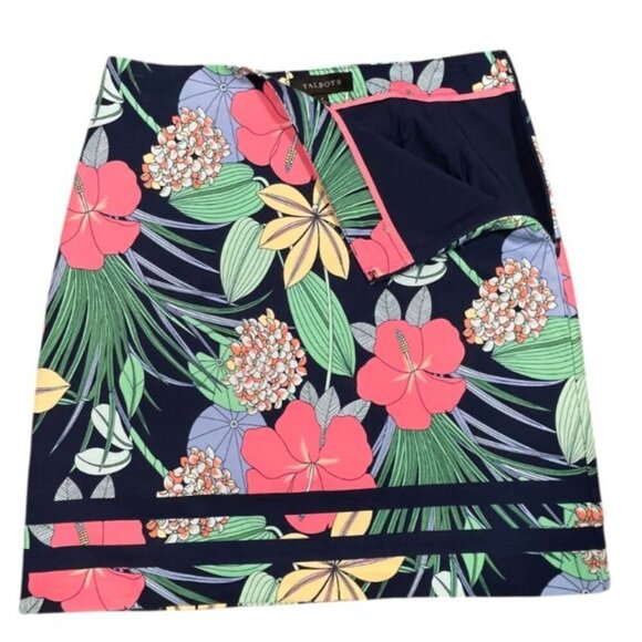 Talbots Cotton Canvas A-Line Hibiscus Skirt Size 2 - Picture 8 of 8